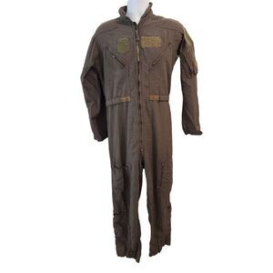 Military Green Flyers Coveralls CWU Size 40R USA Mechanic Suit USAF Vintage 70s